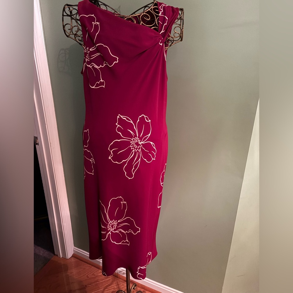 S.L. Fashions Burgundy Floral Dress